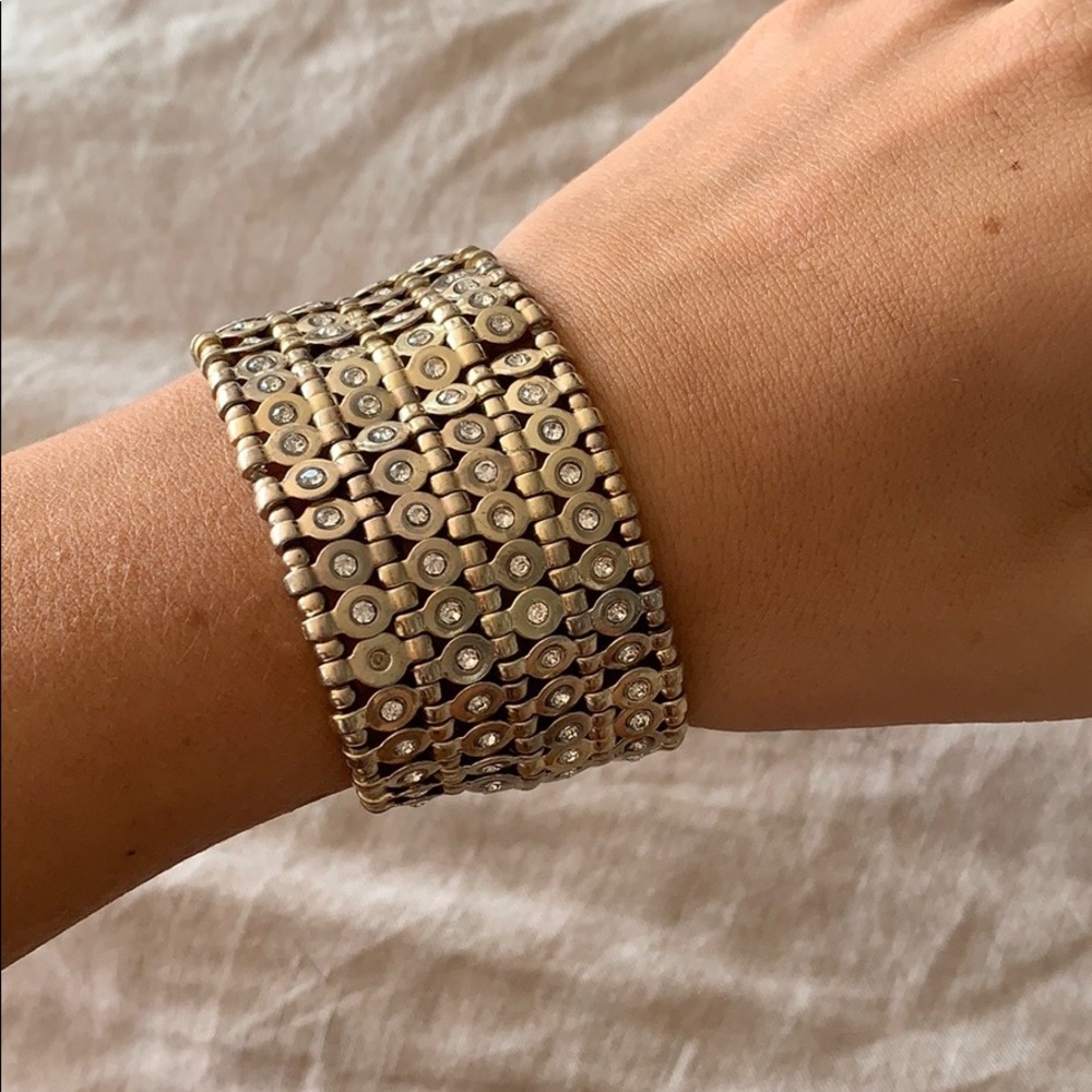 Light Gold Rhinestone Cuff Bracelet